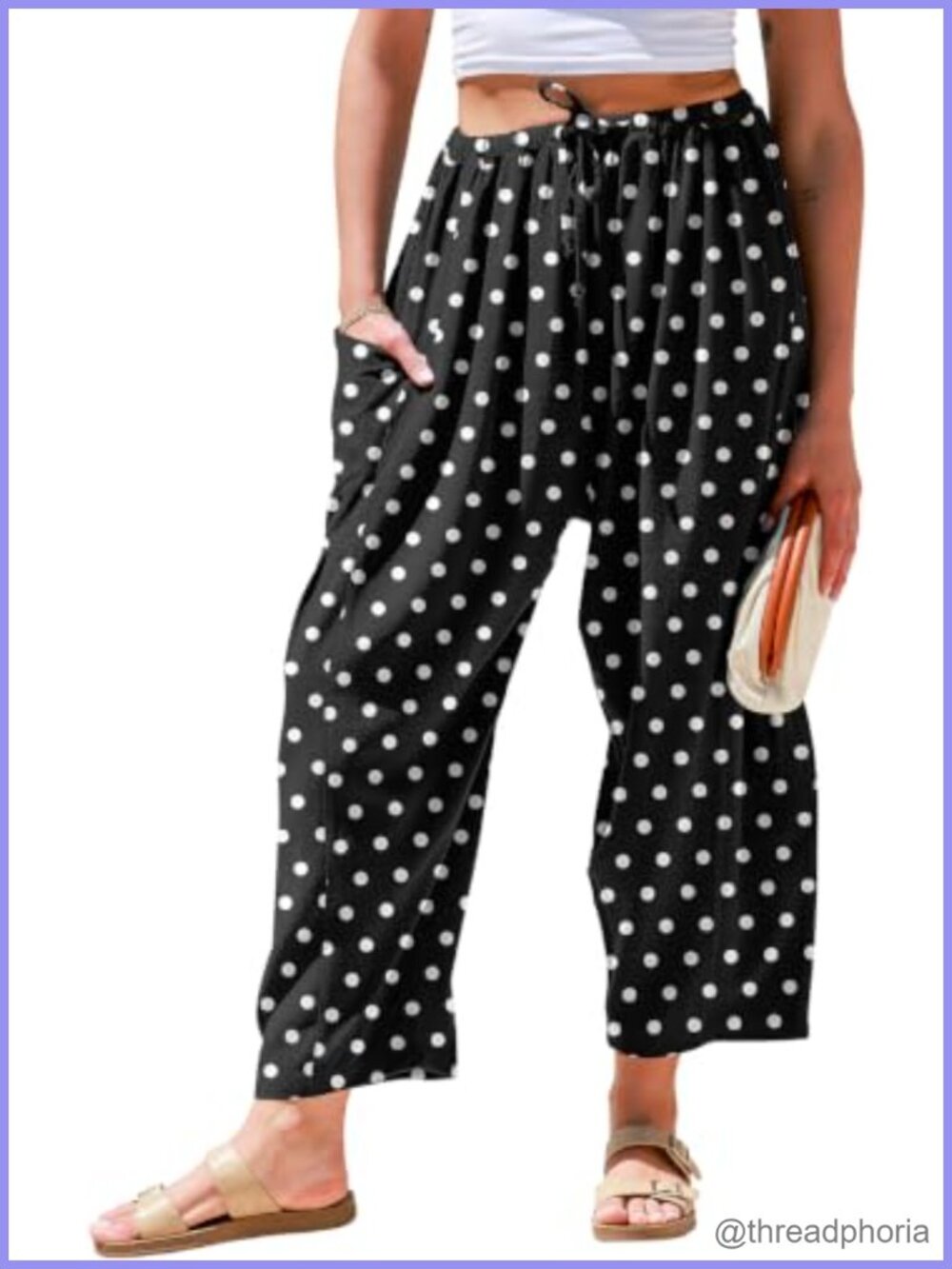 Wide Leg Linen Palazzo Harem Pants with Pockets Drawstring Loose Beach